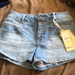Blue spice high waisted shorts